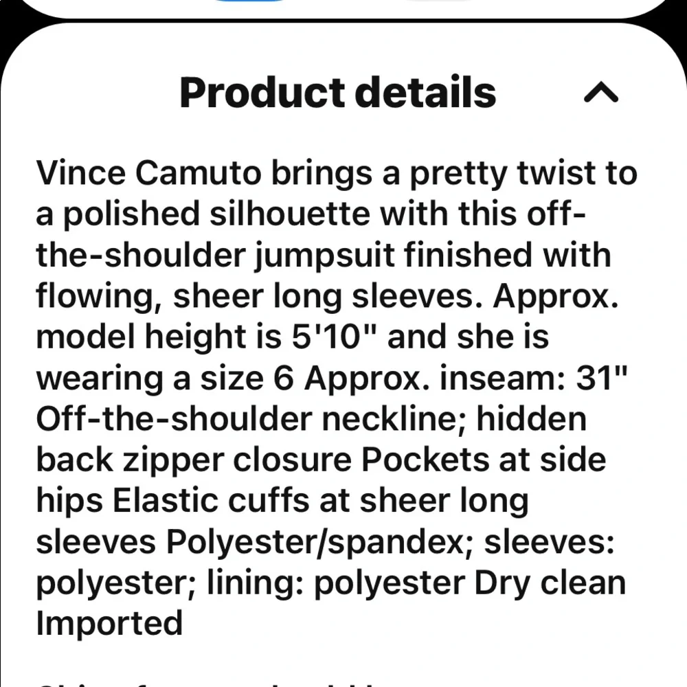 Vince Camuto Black Off-Shoulder Jumpsuit - Picture 6 of 6